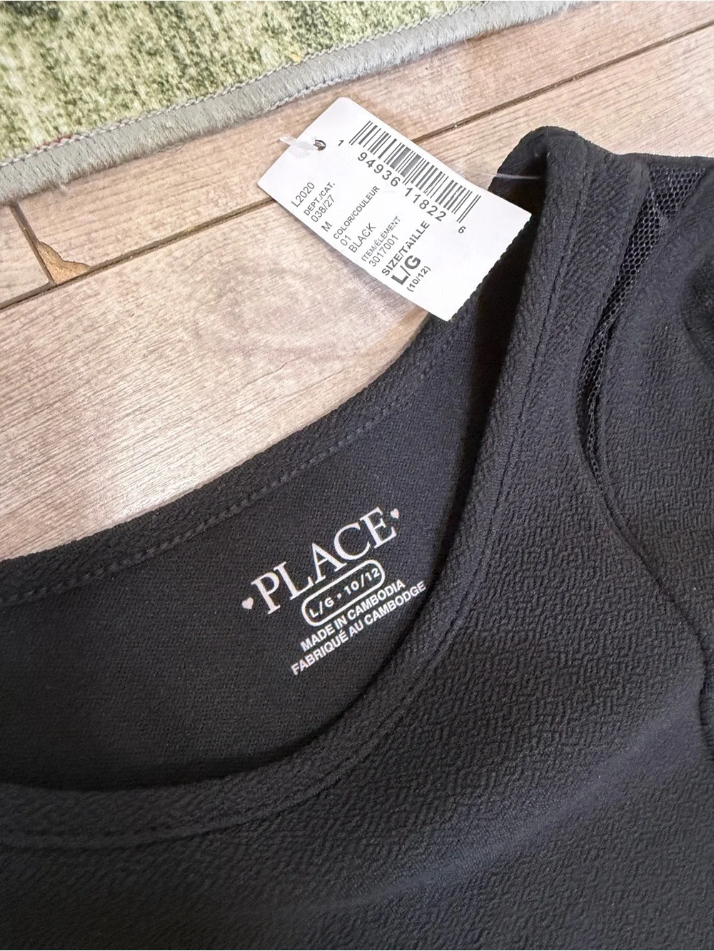 New The Children's Place Black Girls' Fit-and-Flare Party Dress Size Large